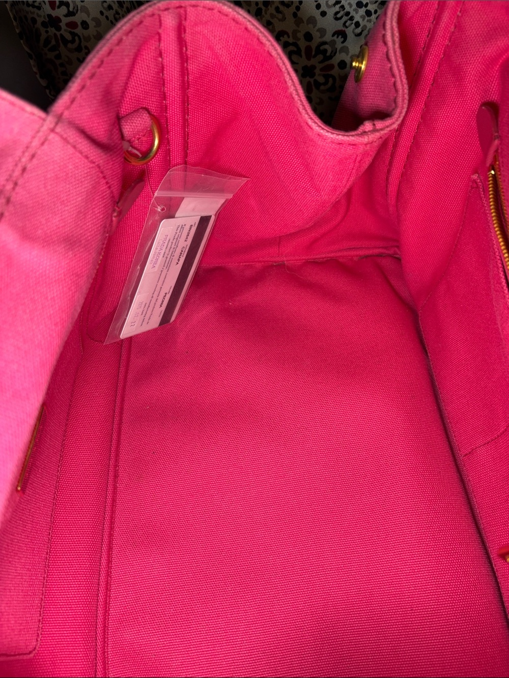 Prada Canapa Peonia Canvas Tote - Medium Handbag Pink BN2642 - Picture 16 of 16